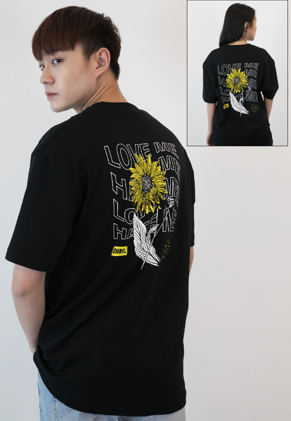OVERSIZED SUNFLOWER I'M GONNA SHINE PRINT COTTON JERSEY TSHIRT - Ohnii Official Site