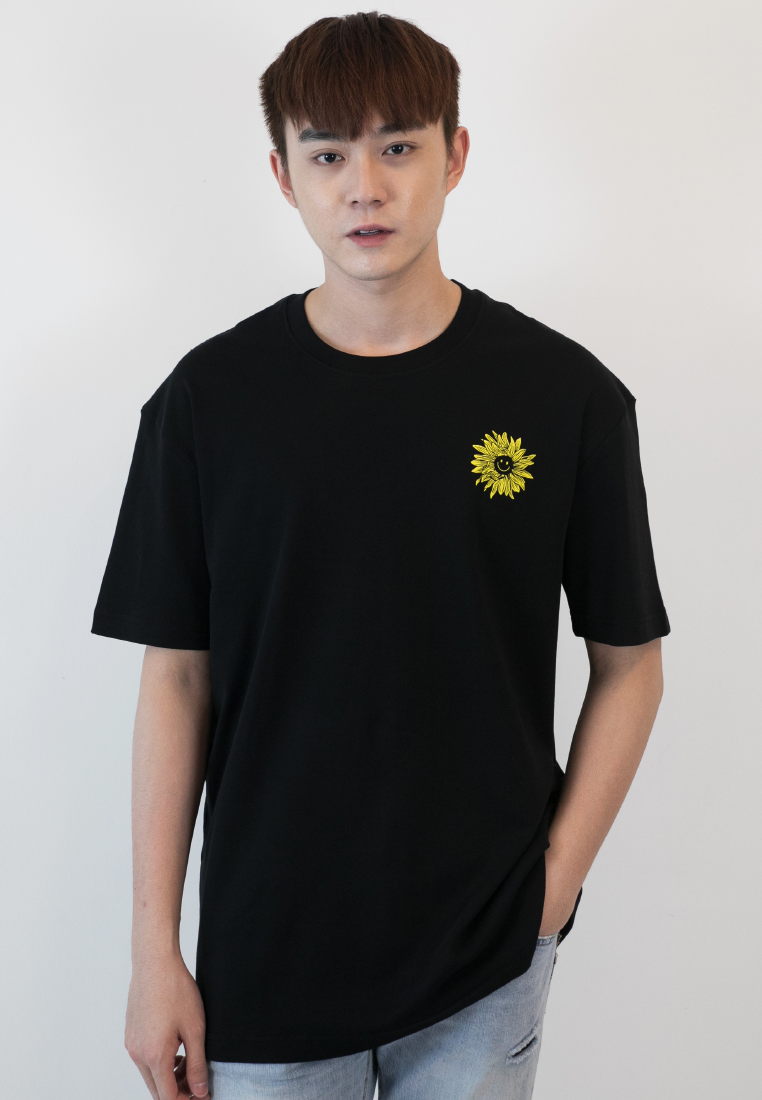 OVERSIZED SUNFLOWER I'M GONNA SHINE PRINT COTTON JERSEY TSHIRT - Ohnii Official Site