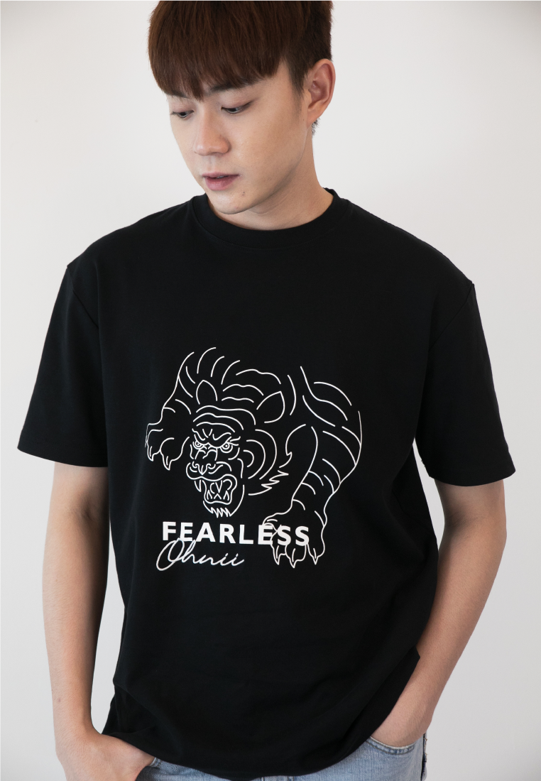 OVERSIZED FEARLESS TIGER PRINT COTTON JERSEY TSHIRT - Ohnii Official Site