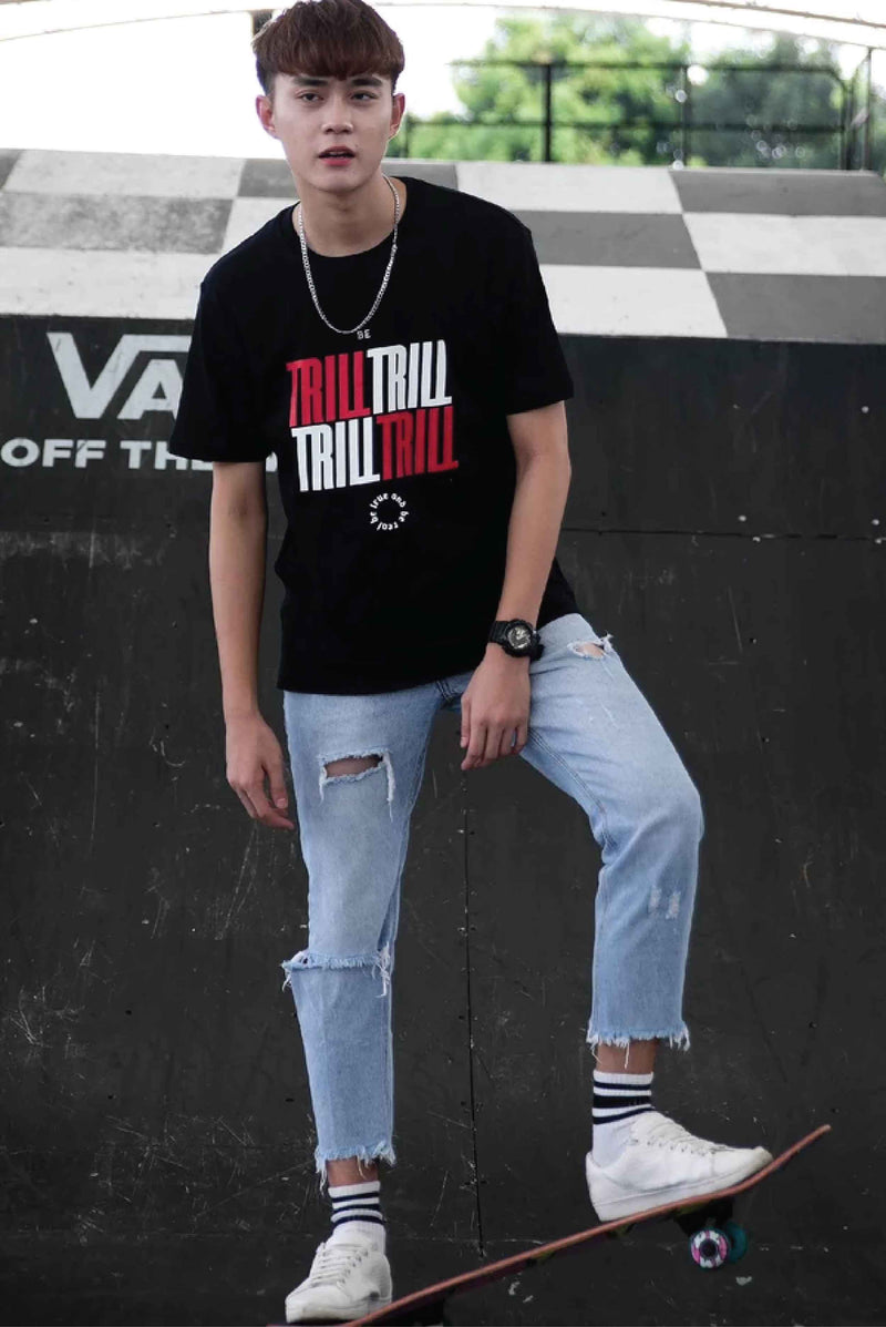 BE TRILL PRINT COTTON JERSEY T-SHIRT - Ohnii Official Site