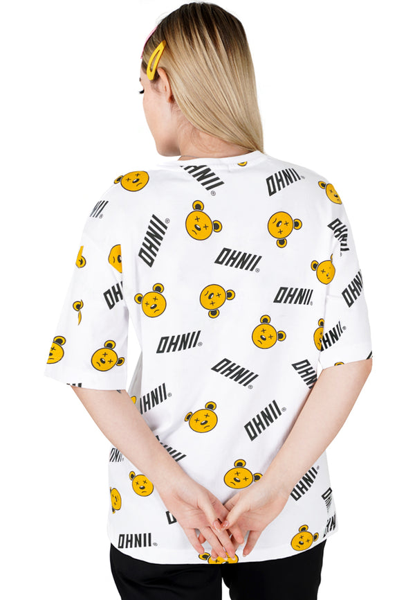 OVERSIZED ALL OVER THE LANSI BEAR COTTON JERSEY TSHIRT