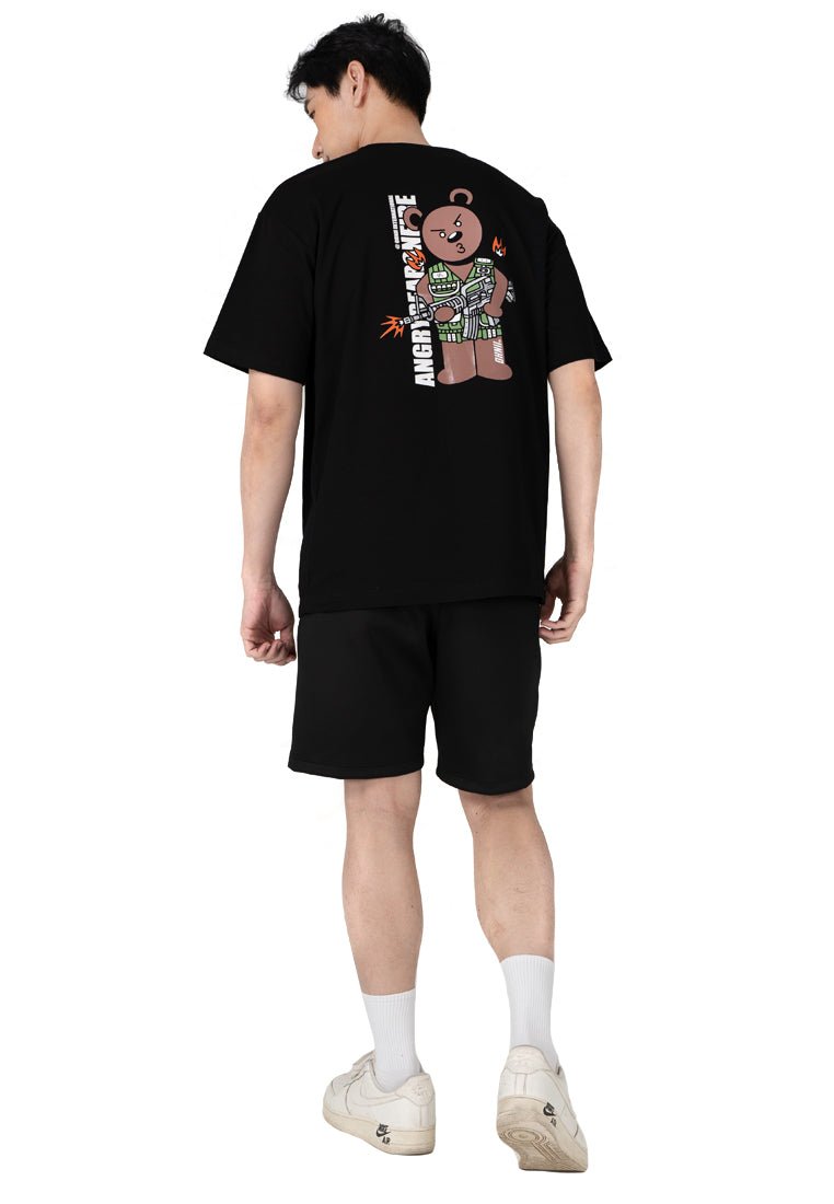 OVERSIZED ANGRY ON FIRE BEAR COTTON JERSEY TSHIRT