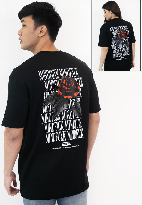 OVERSIZED MINDFUXK ROSE COTTON JERSEY TSHIRT (V2) - Ohnii Official Site