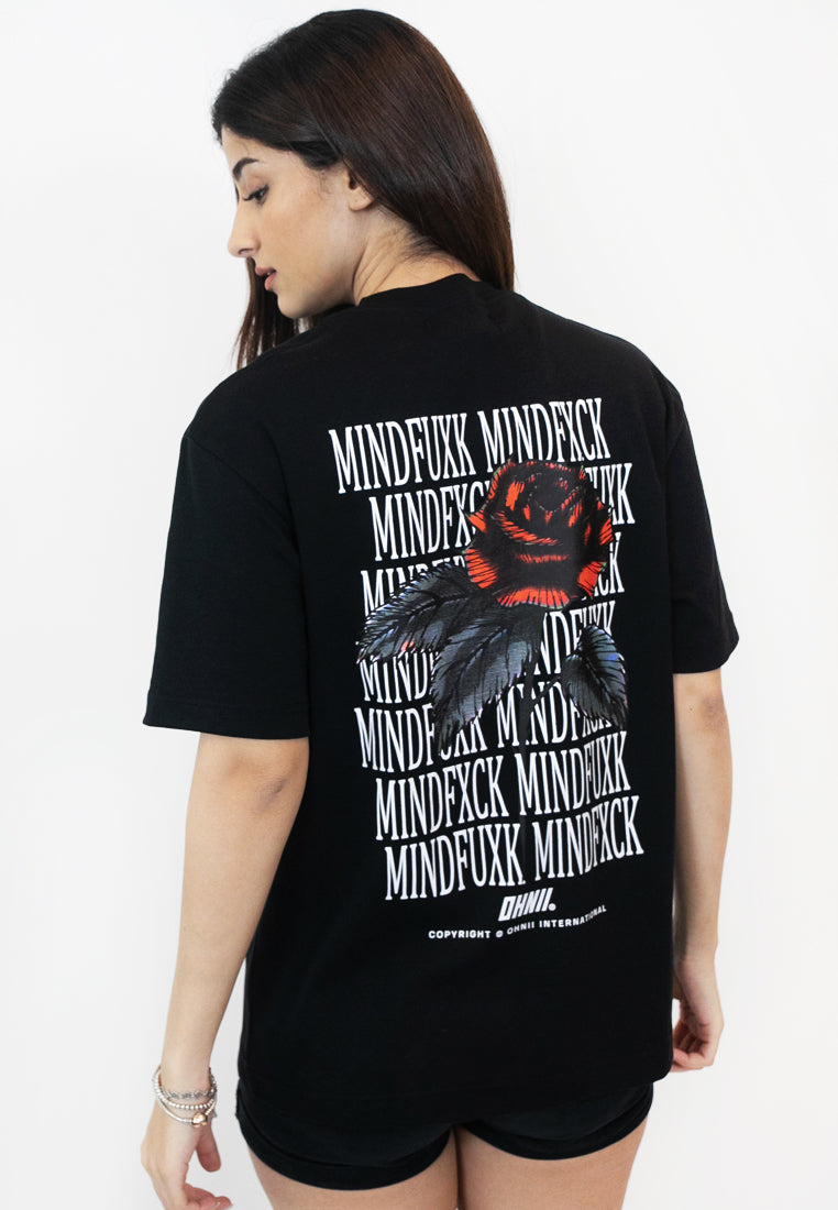 OVERSIZED MINDFUXK ROSE COTTON JERSEY TSHIRT (V2) - Ohnii Official Site