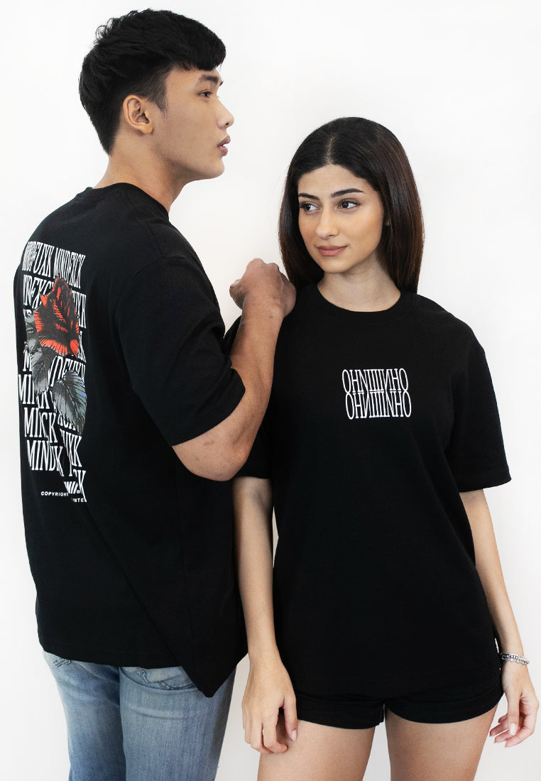 OVERSIZED MINDFUXK ROSE COTTON JERSEY TSHIRT (V2) - Ohnii Official Site