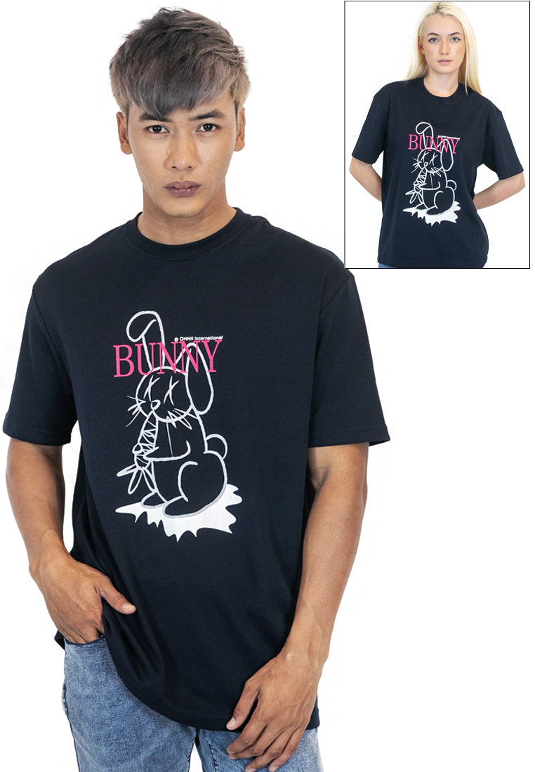 OVERSIZED BUNNY COTTON JERSEY TSHIRT (NAVY BLUE) freeshipping - Ohnii Official Site