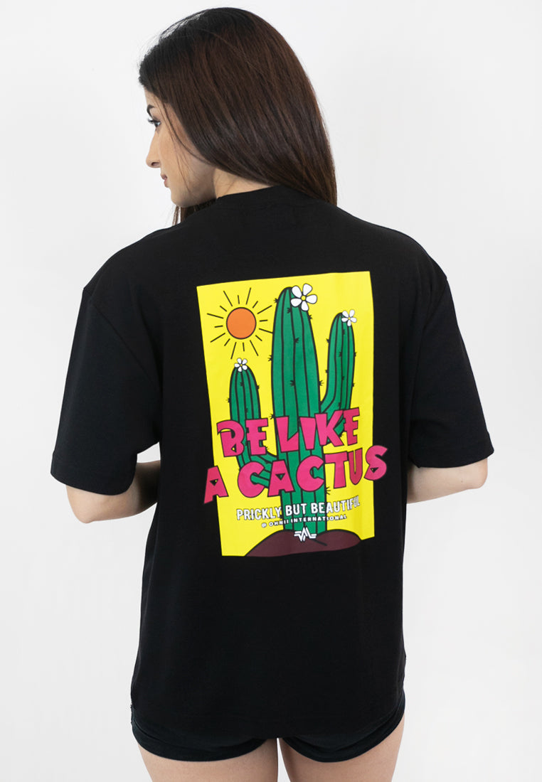 OVERSIZED BE LIKE A CACTUS COTTON JERSEY TSHIRT (BL) - Ohnii Official Site