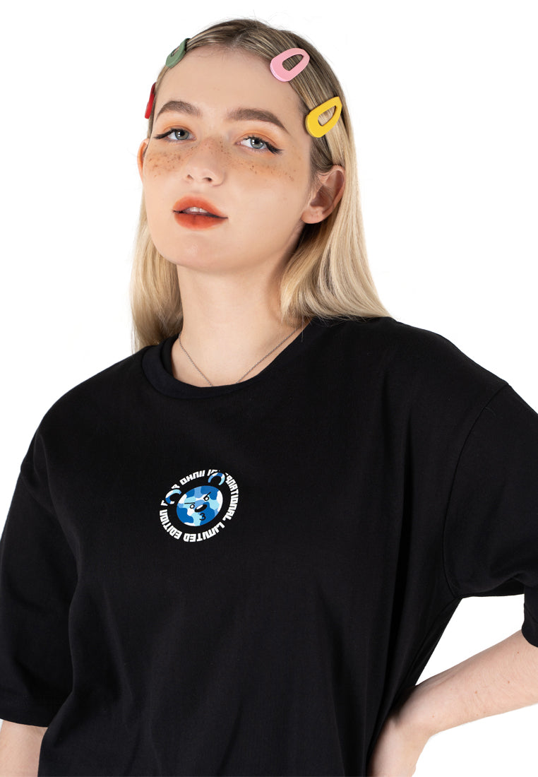 OVERSIZED CAMO BLUE BEAR COTTON JERSEY TSHIRT
