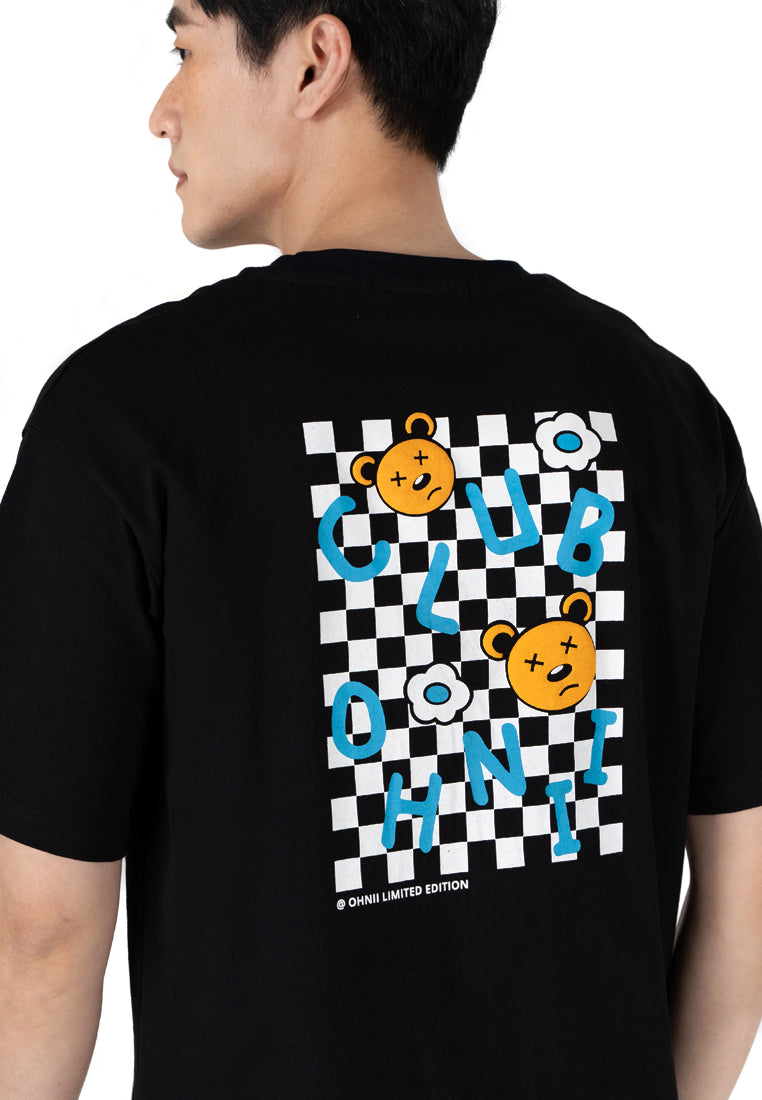 OVERSIZED CHECKERED BEAR COTTON JERSEY TSHIRT