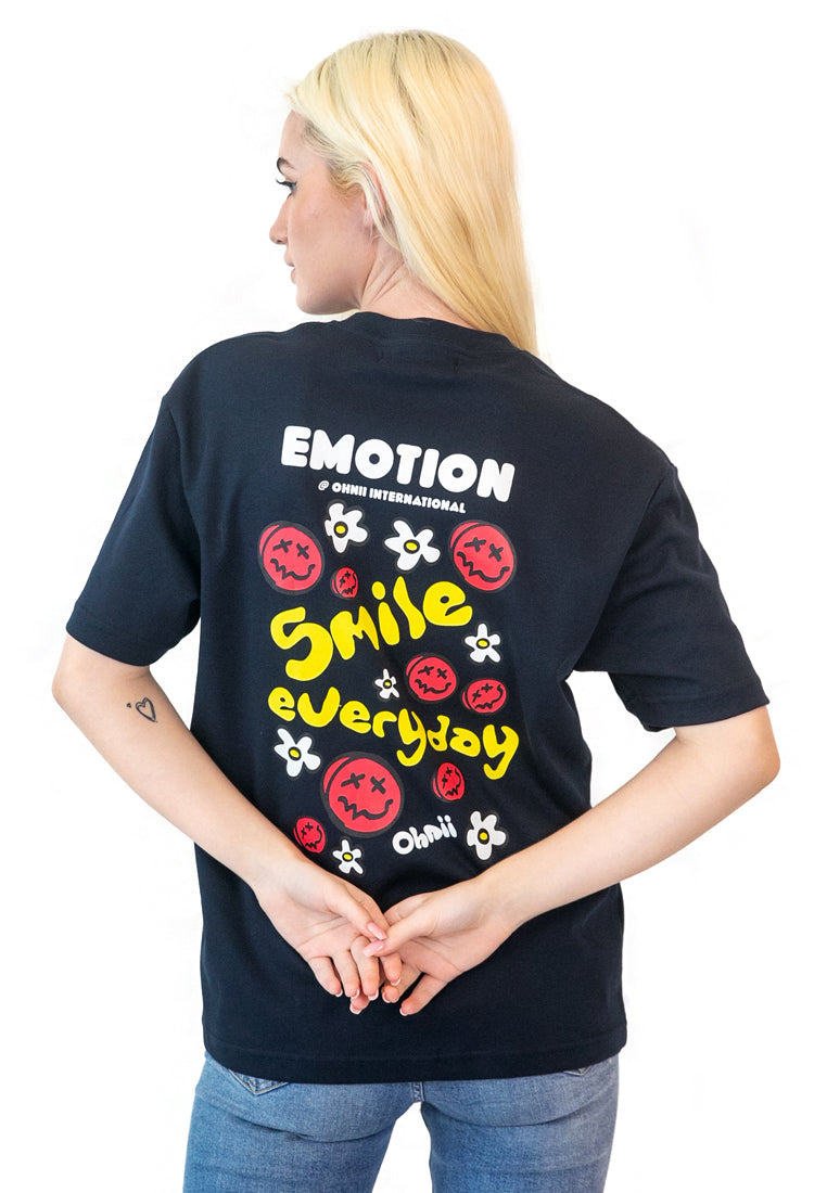 OVERSIZED EMOJI COTTON JERSEY TSHIRT (NAVY BLUE) freeshipping - Ohnii Official Site