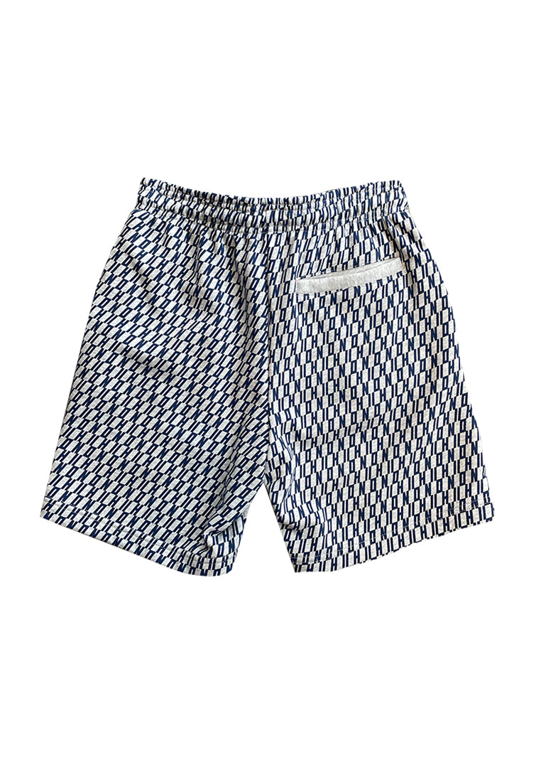 EMBROIDERED ALL OVER MONOGRAM BEAR SHORTS (GREY)