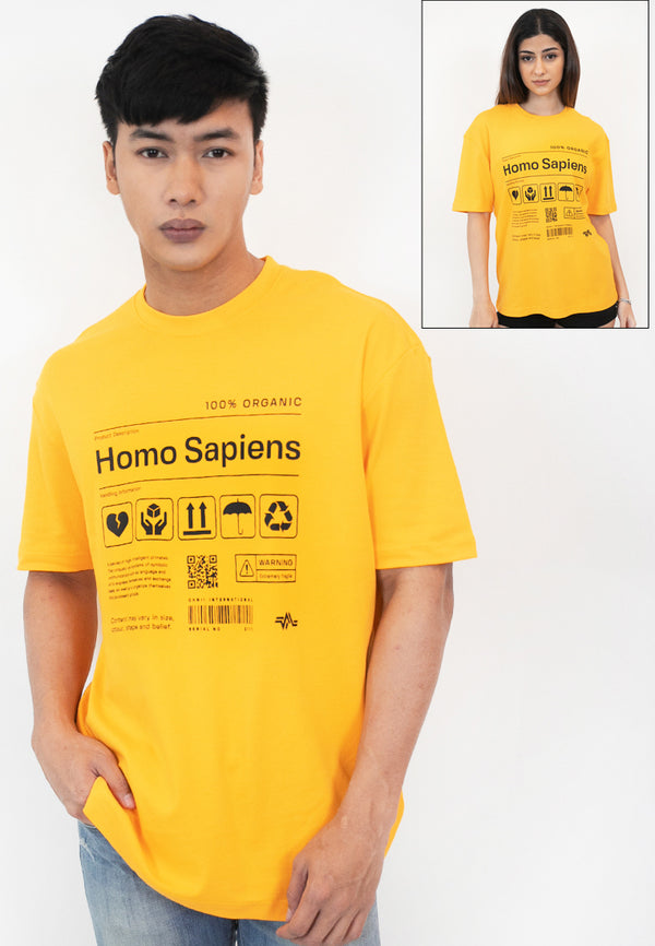 OVERSIZED HOMOSAPIEN PRINT COTTON JERSEY TSHIRT - Ohnii Official Site