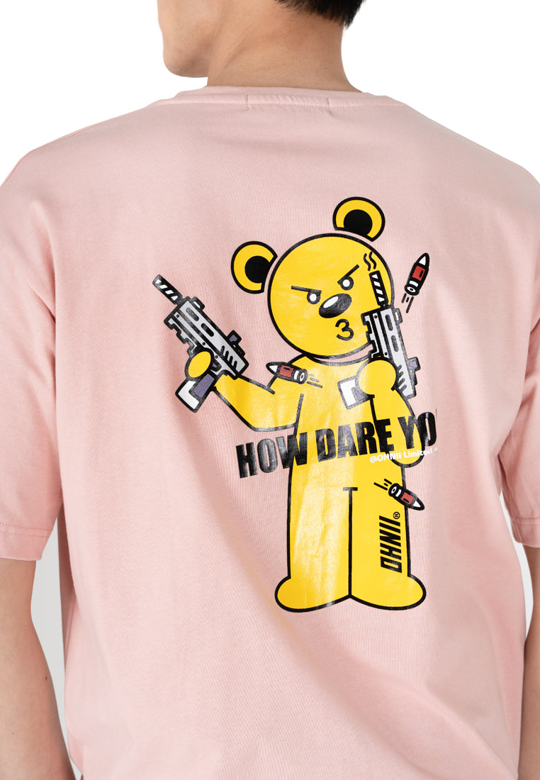 OVERSIZED HOW DARE YOU SHOTGUN BEAR COTTON JERSEY TSHIRT