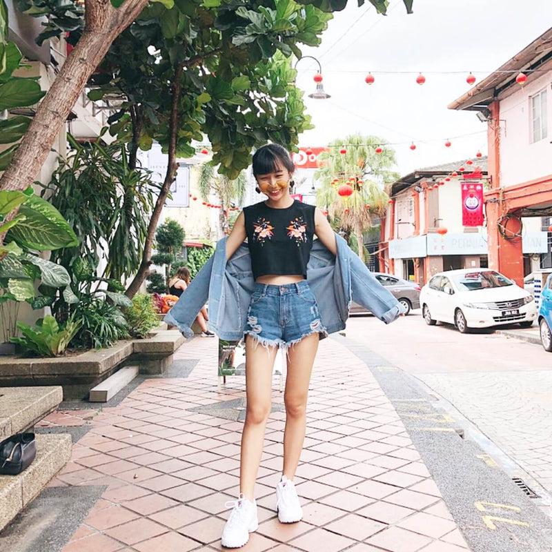 EMBROIDERED PINK SCORPION LILY FLORAL Women CROP TOP - Ohnii Official Site