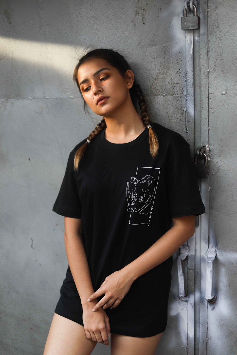 PRINTED MONOLINE FEARLESS RHINO T-SHIRT - Ohnii Official Site