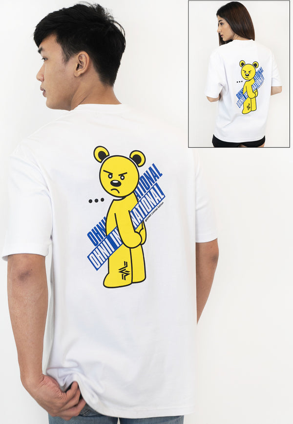 OVERSIZED INTERNATIONAL BEAR COTTON JERSEY TSHIRT (WHITE) - Ohnii Official Site