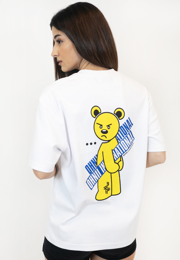 OVERSIZED INTERNATIONAL BEAR COTTON JERSEY TSHIRT (WHITE) - Ohnii Official Site