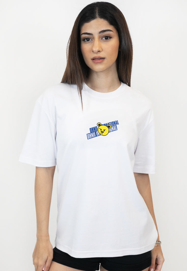 OVERSIZED INTERNATIONAL BEAR COTTON JERSEY TSHIRT (WHITE) - Ohnii Official Site