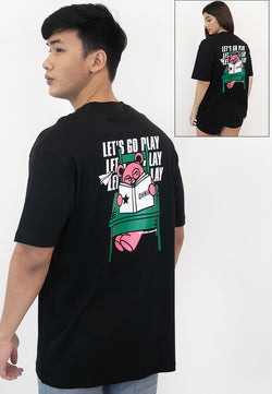 OVERSIZED LET'S GO PLAY BEAR COTTON JERSEY TSHIRT - Ohnii Official Site