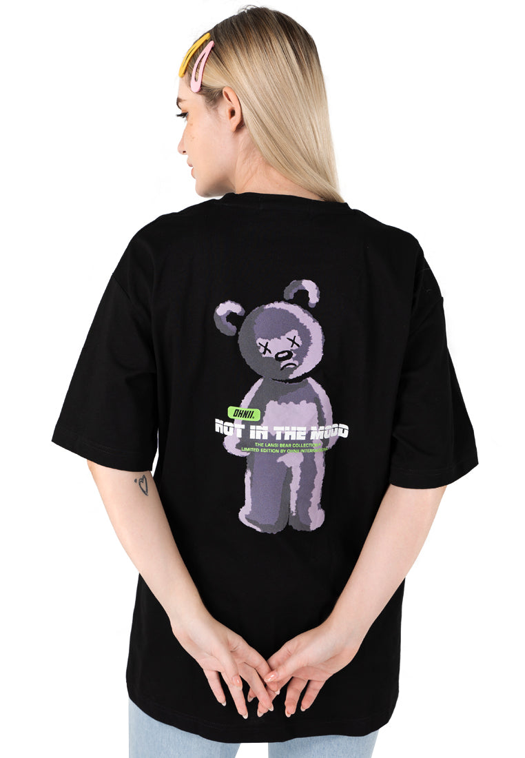 OVERSIZED NOT IN THE MOOD LANSI BEAR COTTON JERSEY TSHIRT