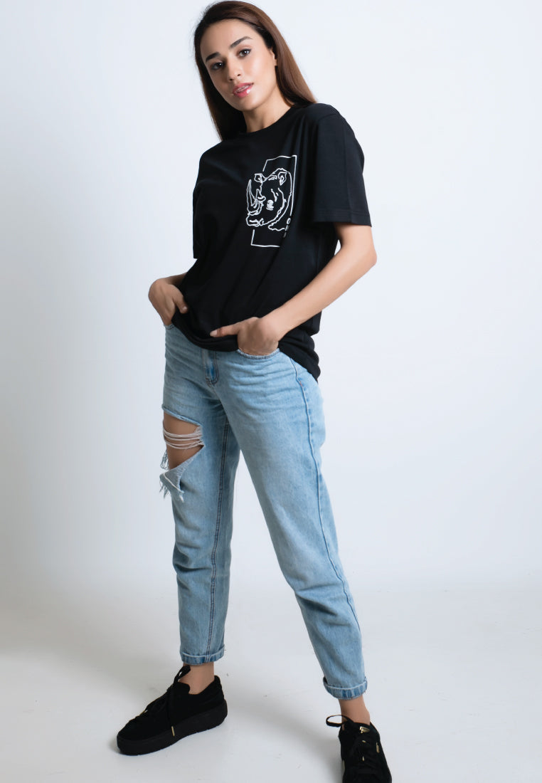 PRINTED MONOLINE FEARLESS RHINO T-SHIRT - Ohnii Official Site