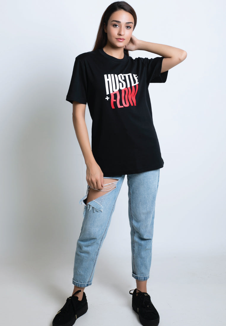 HUSTLE & FLOW PRINT COTTON JERSEY T-SHIRT (RED) - Ohnii Official Site