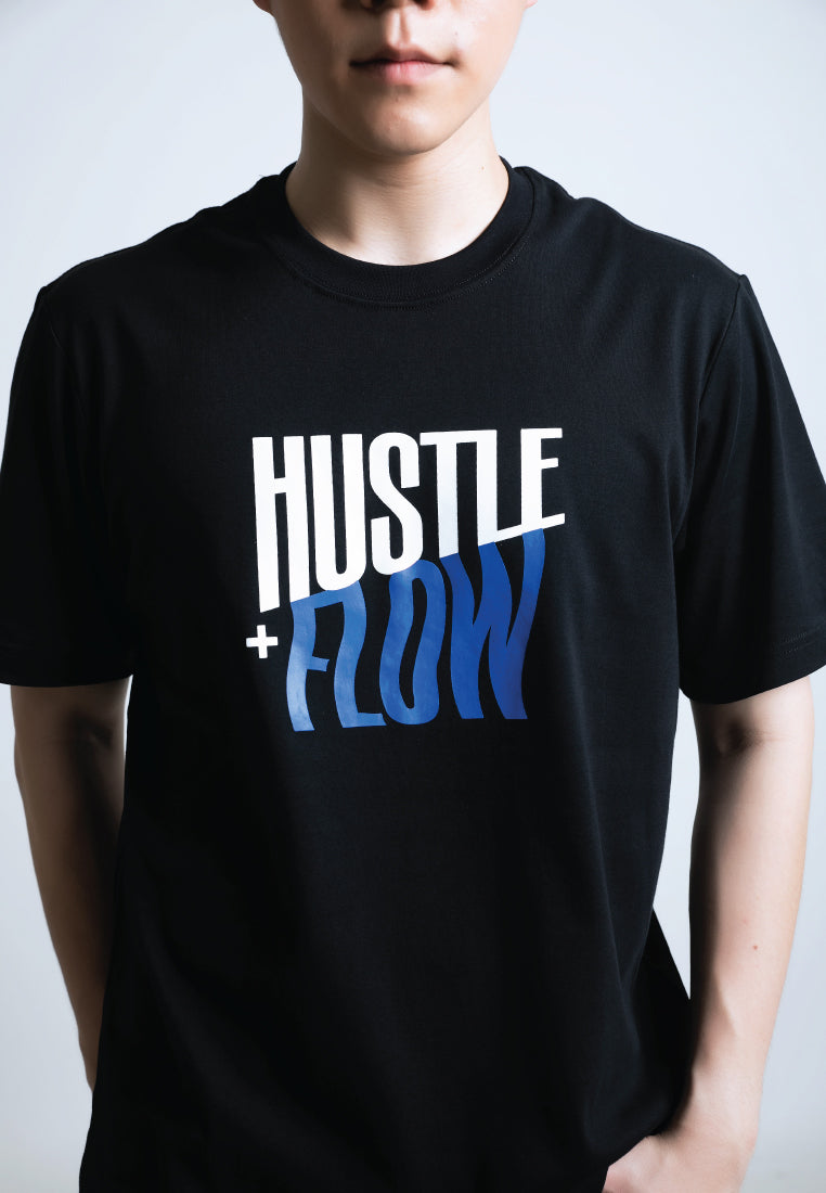 HUSTLE & FLOW PRINT COTTON JERSEY T-SHIRT (BLUE) - Ohnii Official Site