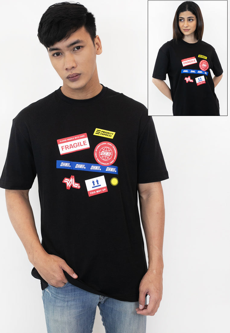 OVERSIZED SHIPPING LABEL COTTON JERSEY TSHIRT - Ohnii Official Site