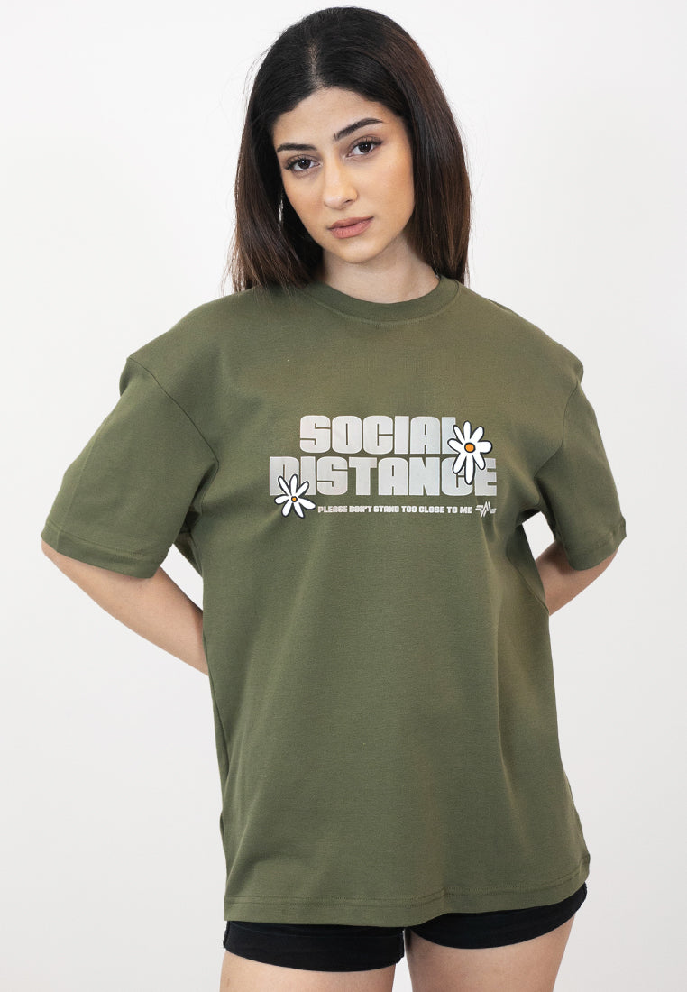 OVERSIZED SOCIAL DISTANCE COTTON JERSEY TSHIRT - Ohnii Official Site