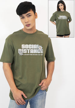 OVERSIZED SOCIAL DISTANCE COTTON JERSEY TSHIRT - Ohnii Official Site