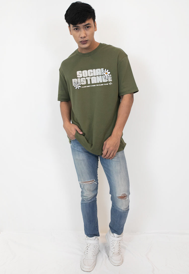 OVERSIZED SOCIAL DISTANCE COTTON JERSEY TSHIRT - Ohnii Official Site