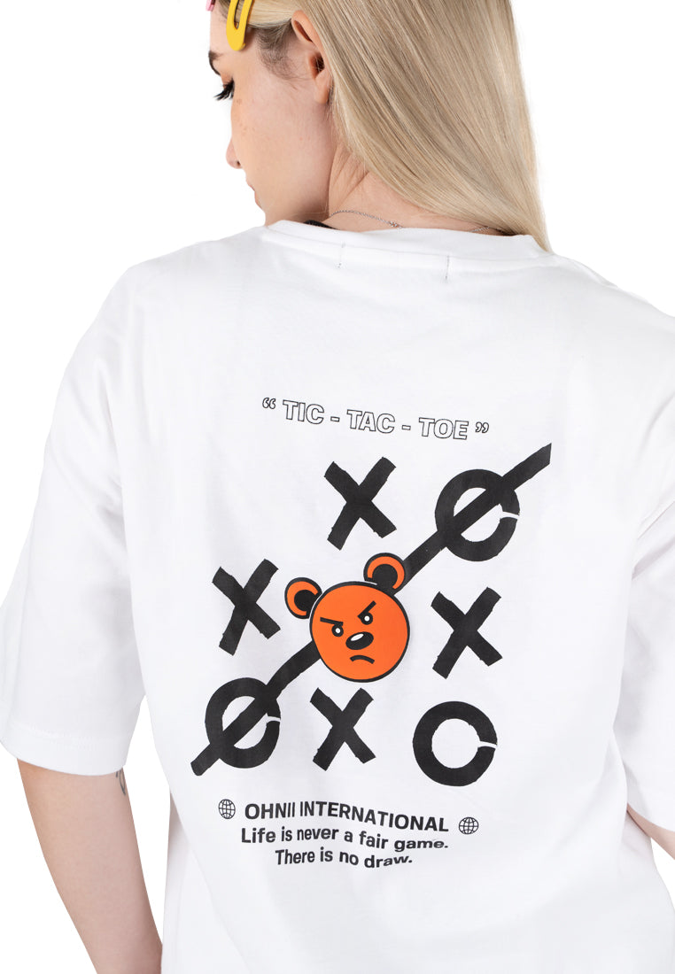 OVERSIZED TIC-TAC-TOE BEAR COTTON JERSEY TSHIRT