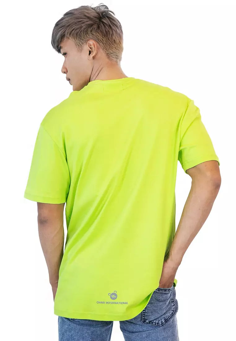 OVERSIZED REFLECTIVE BEAR COTTON JERSEY TSHIRT (NEON GREEN)